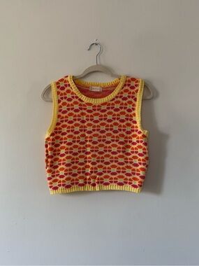 Altar’d State Sleeveless Knit Sweater Vest | Retro 70s Mod Pattern Top